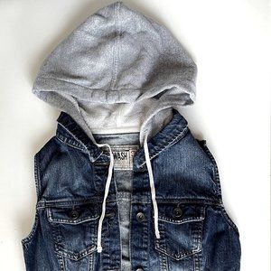 Rewash Brand | Sleeveless Denim Hoodie Vest | Small
